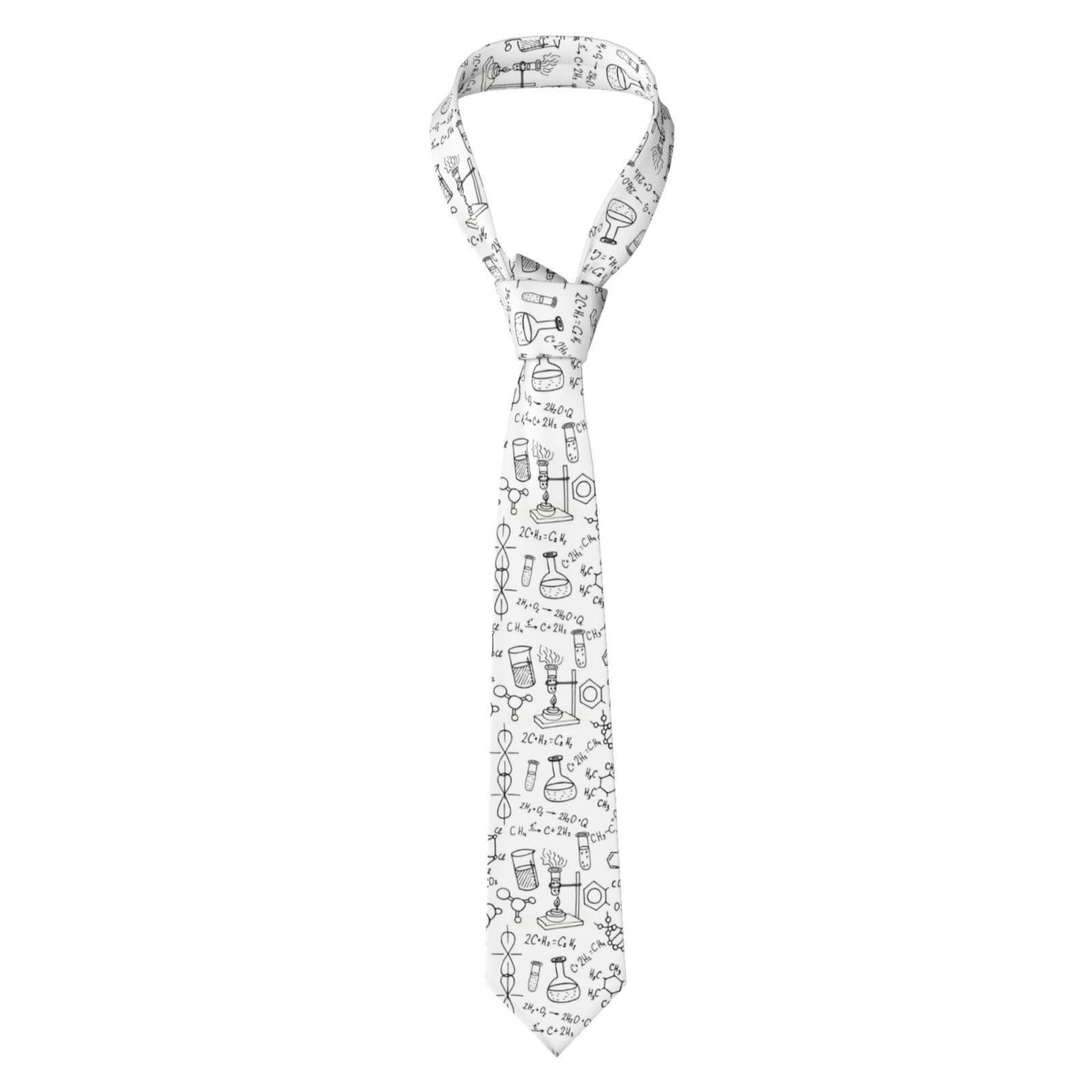 WKSGDSG Men'S Slim Skinny Tie, Chemistry Print Fashion Necktie For Suits, Wrinkle-Free Polyester Necktie For Business Wedding Office Party Accessories, Father'S Day/Christmas Gifts For Him