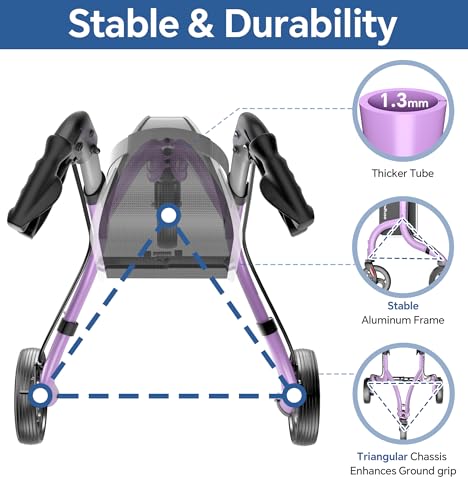 Image of soundfuse Lightweight 3 Wheel Walkers for Seniors, Foldable Aluminum Frame