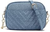 lola mae Quilted Crossbody Bag, Trendy Design Denim Jeans Shoulder Purse (Denim)