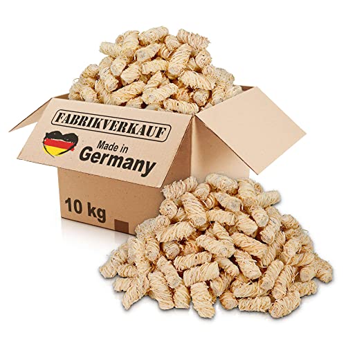 FABRIKVERKAUF Öko-Anzündwolle (10 kg) ca. 800 Stück, auch als (3kg+5kg), ökologische Grillanzünder, Kaminanzünder, Ofenanzünder, Holzwolle, Anzünder (10kg)