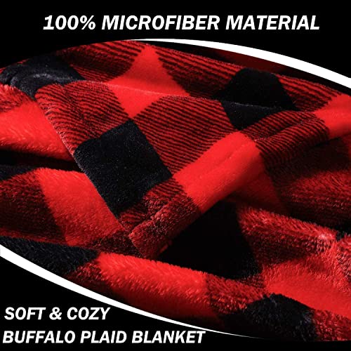 Bobor Buffalo Plaid Throw Blanket For Couch Bed, Flannel Red Black Checker Plaid Pattern Christmas Decorative Throw Blanket, Super Soft Comfortable Lightweight Fuzzy Blanket (Red Black, 50"X60") #TOP2