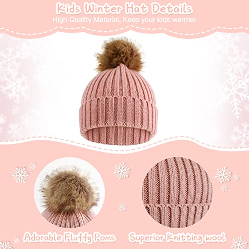 4 Pieces Kids Beanie Hat Scarf Gloves Socks Set Knit Winter Warm Set for Toddler Boys Girls3