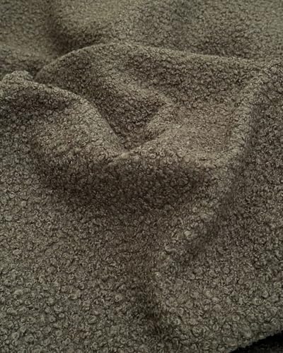 Tissus et Nappes Westeel - Tissu Lainage Bouclette Uni Kaki - par 50cm - Largeur 160cm 350g/m2