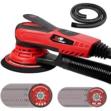 S&F STEAD & FAST Electric Random Orbital Sander with Vacuum Attachment 350W, Professional-grade, 5 inch 6 inch Backing Pads, Quiet, Powerful, Low Vibration, Woodworking, Auto Body Repair