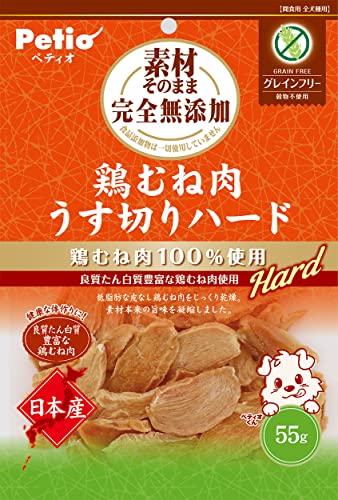ペティオ 素材そのまま 完全無添加 鶏むね肉 うす切りハード 55g