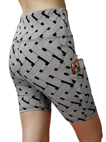 Image of Women's Polyester Stretchable Gym Shorts with Side Pockets High Waist Slim Fit Above Knee Length Activewear Tights Gym Fitness Cycling Running Yoga Shorts for Women