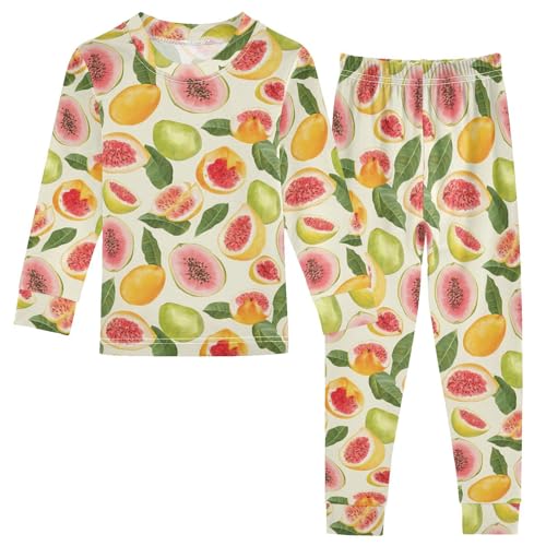 ALAZA Tropical Fruit Leaf Guava 2 Piece Pajama Set Long Sleeve Top and Pants Sleepwear Unisex