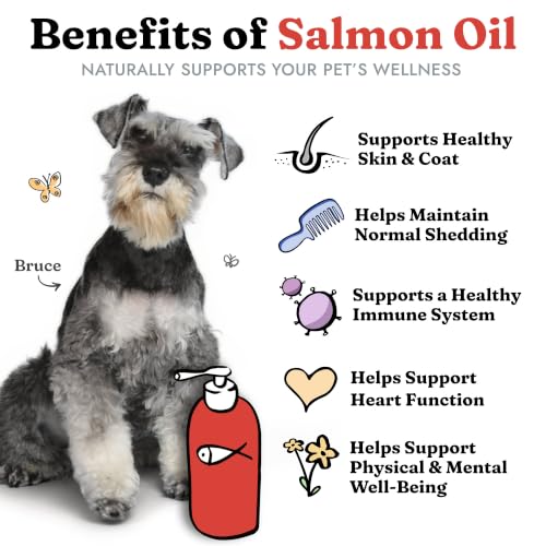 Salmon Oil for Dogs & Cats - Healthy Skin & Coat, Soft Shiny Glossy Coat, Fish Oil Omega 3 EPA DHA, Immune System & Heart Function Support, Normal Shedding, Liquid Supplement for Pets, 32 oz | Soft Shiny Glossy Coat, EPA DHA, Immune System & Heart Function Support, Normal Shedding, Supplement for Pets