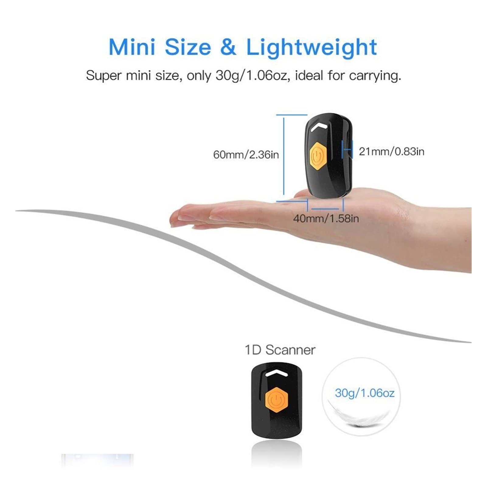Miniskaner Kodów Kreskowych 2D 1D Bluetooth, Bezprzewodowy USB 2,4G