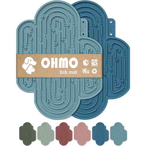 OHMO-Cactus Lick Mat for Dogs and Cats(2 Pack) Easy to Clean Pet Slow Feeder with Suction Cups, Licking Pad for Anxiety Relief and Boredom Reduction