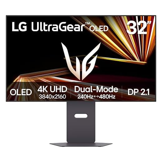 LG 32GX870A-B 32-inch Ultragear 4K UHD (3840 x 2160) OLED Gaming Monitor, Dual-Mode, 240Hz, 0.03ms, NVIDIA, AMD FreeSync Premium Pro, VESA DisplayHDR True Black 400, USB Type-C, DP2.1, Black