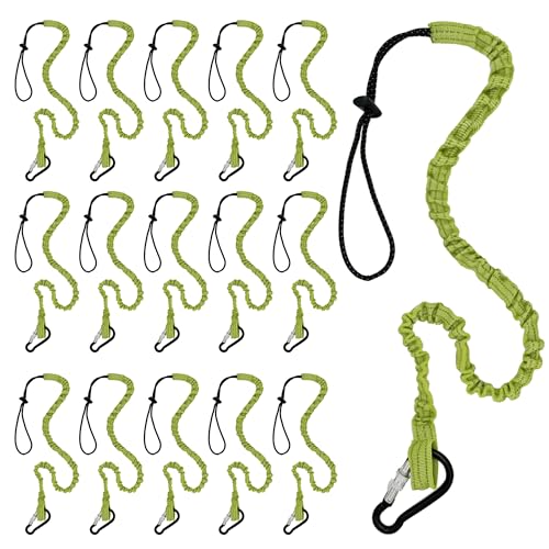 ByteX 15 Pack Tool Lanyard with Single Metal Buckle and Adjustable Loop End, Standard Length, Maximum Weight Limit 8KG 17.6lb, Durable and Secure for Construction, Climbing, Outdoor Activities (Green)