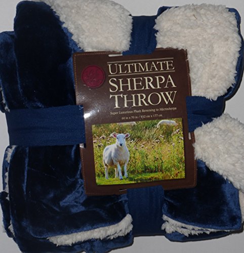 Life Comfort Ultimate Sherpa Throw Blanket 60 x 70, Blue