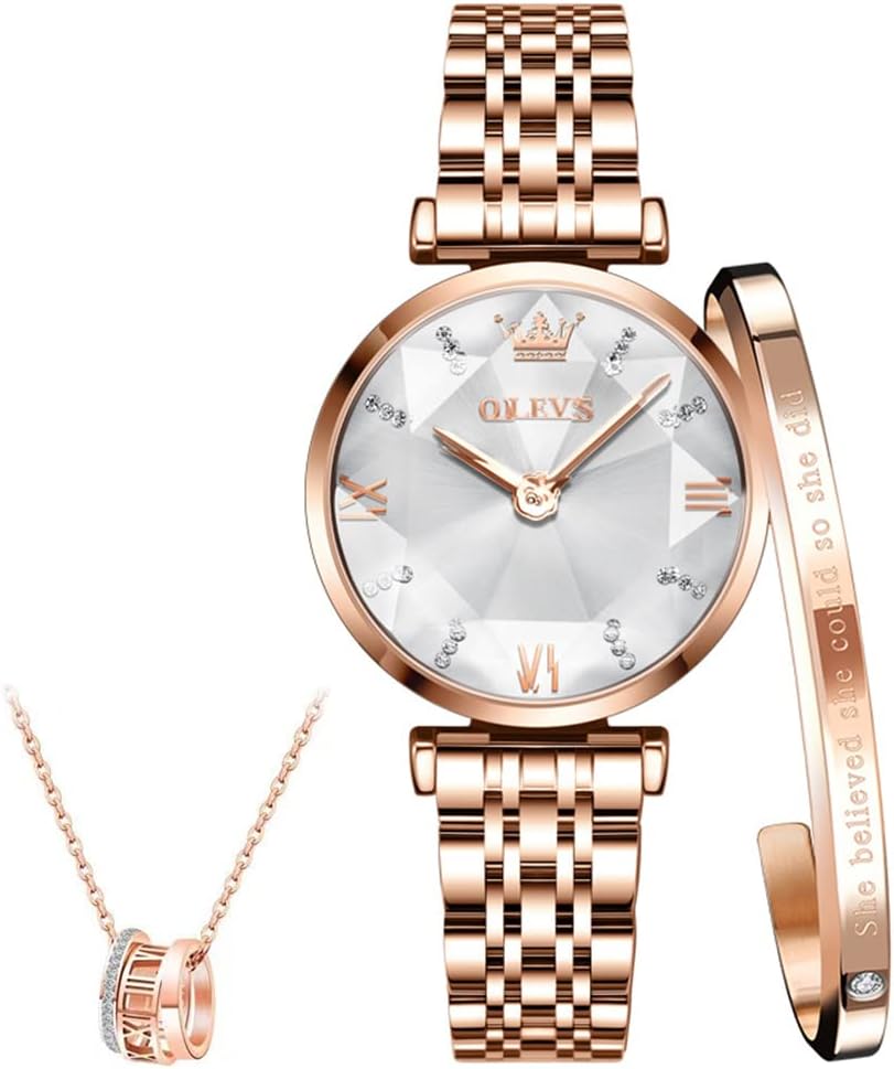 Women Watches Japanese Quartz Waterproof Wristwatch Stainless Steel Strap Fashion Dress Luminous Lady Watch Bracelet Sets Valentines Day Gifts