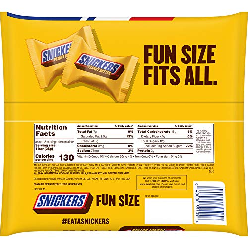 Snickers Crunchy Peanut Butter Squared Fun Size Halloween Chocolate Candy Bars, 11.5Oz #TOP7