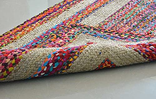 Image of Jute Braided Natural Hand Woven & Reversible Rug for Living Room Kitchen Entryway, Farmhouse Rustic Burlap Carpet Floor Mat (cottjuterect, 6X9-feet)