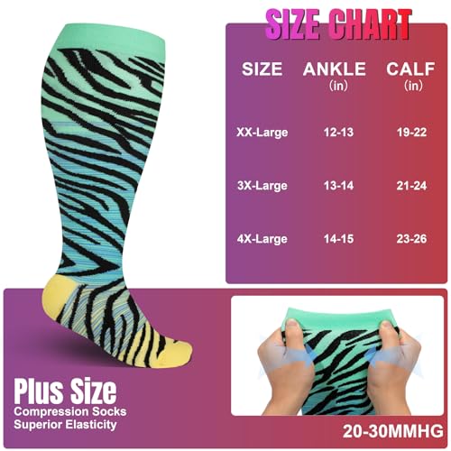 Image of Cerpite Plus Size Compression Socks 20-30 mmHg for Women & Men, Extra Wide Calf Compression Socks, Cushioned Breathable Support for Nurses, Travel, Running & Long Standing