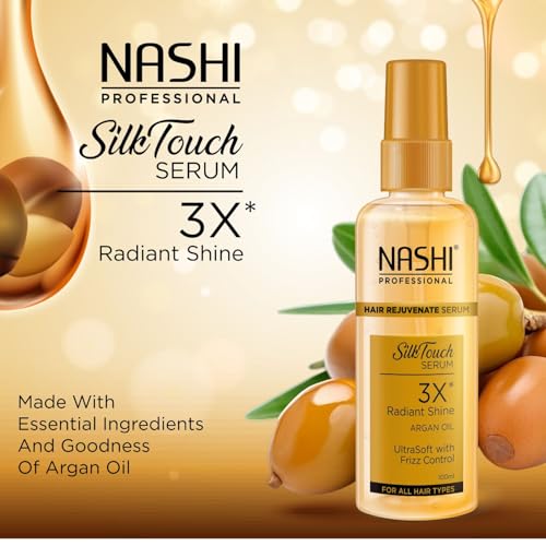 Image of Nashi Professional Hair Rejuvenate Serum 100ml, Argan Oil Hair Serum for Frizzy Hair, Silky Touch Hair Serum for Curly Hair and for All Hair Types