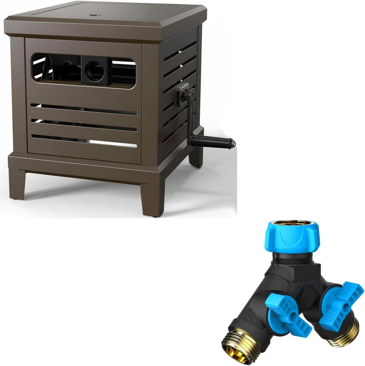 Garden Hose Reel Box with Hose Splitter 2 Way