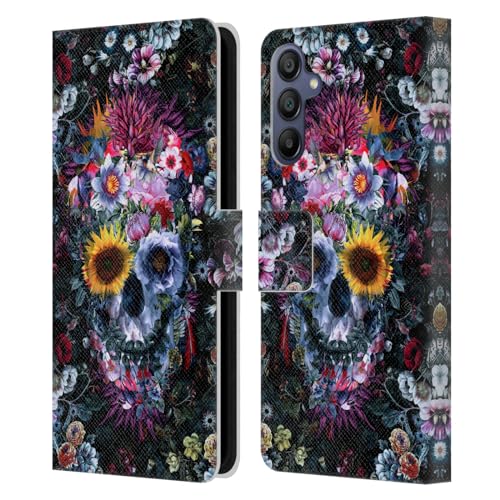 Carcasa de cuero Samsung Galaxy A15 Riza Peker Skull con soporte y tarjetero