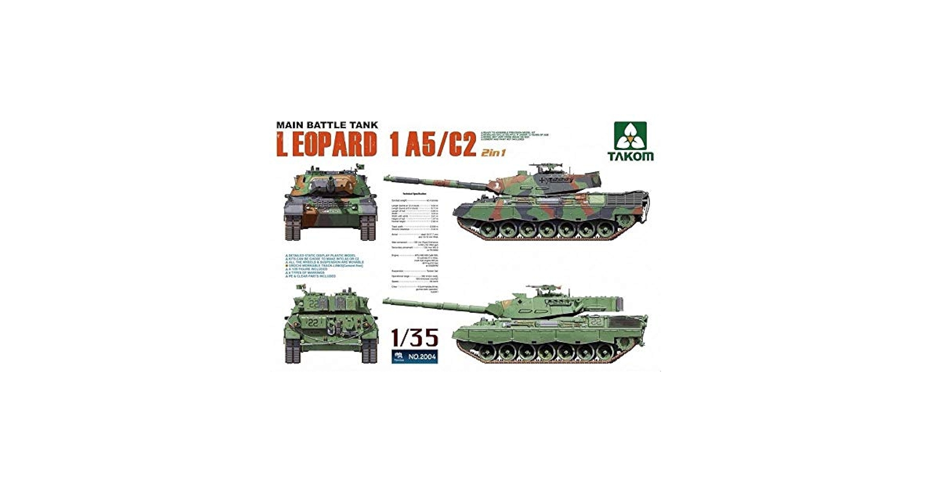 (未使用･未開封品)TAKOM 1/35 レオパルト 1A5/C2 2in1 プラモデル Amazon | タコム(TAKOM) 1/35 レオパルト 1A5/C2 2in1