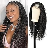 Youthfee 26 Inches 13X4 HD Lace Front Half Braided Curly Wigs for Black Women Cornrow Pre Long with Baby Hair Braids Synthetic Frontal Braid