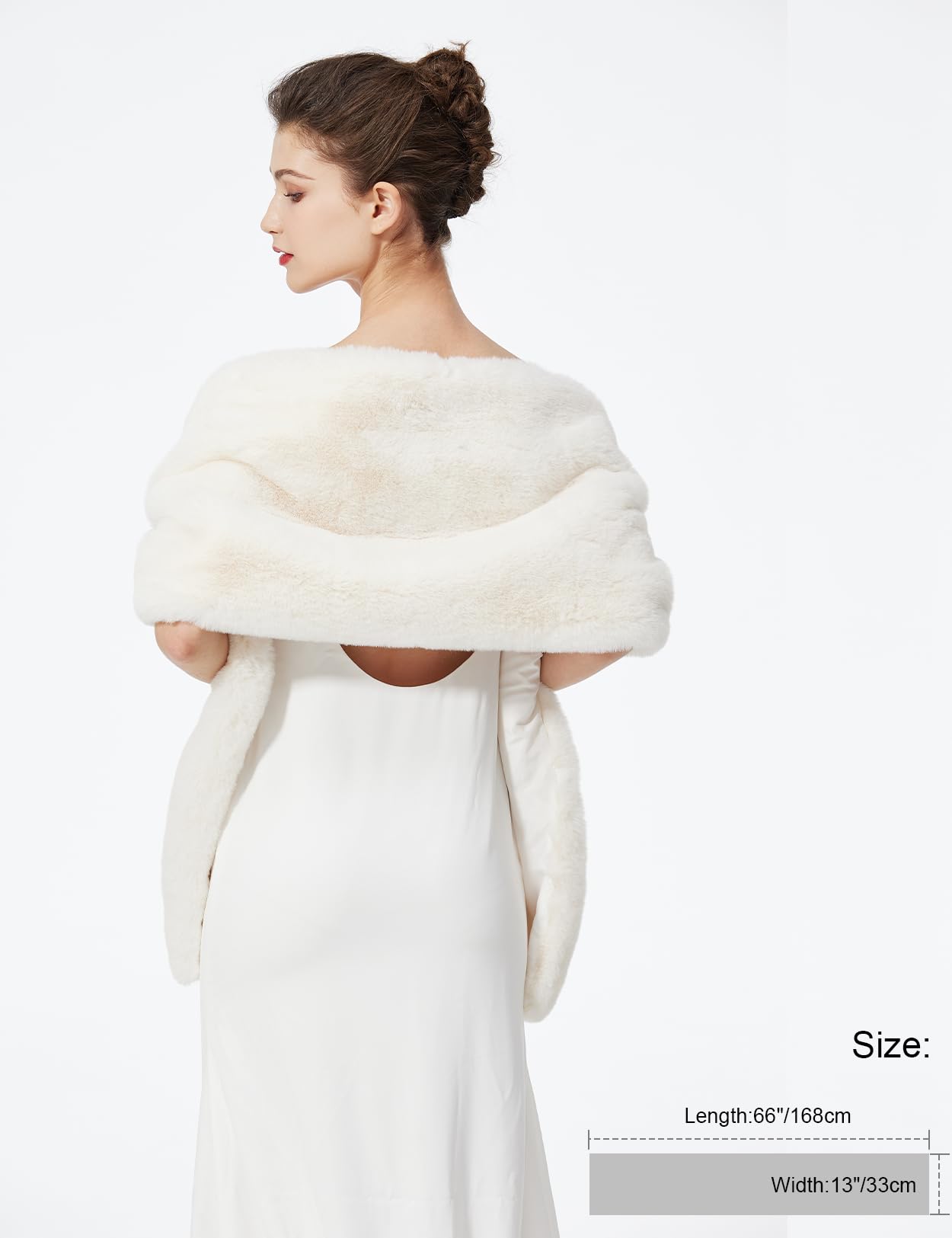 BEAUTELICATE Châle Étole En Fausse Fourrure Écharpe Cape De Femme Mariage Hiver Sur Robe de Soirée Mariée Cérémonie Fête Demoiselle d'honneur Grande Taille