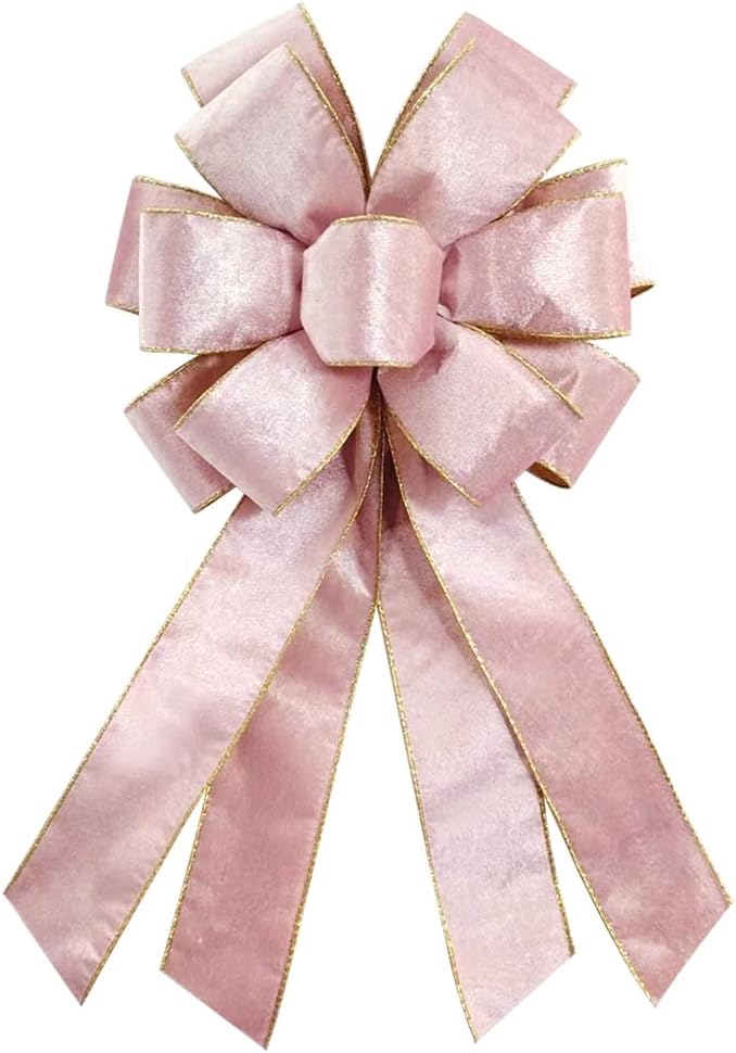 Large Valentine's Day Bow for Wreath 20 * 11inch Vintage Haze Blue Wreath Bow Blue Velvet Tree Topper Ornament Decorative Bow for Xmas Home Outdoor Indoor Party