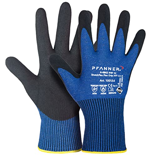 Pfanner HPT® Cut D 100154 - Guantes de protección contra cortes (9 unidades), color azul y negro, azul y negro, 9