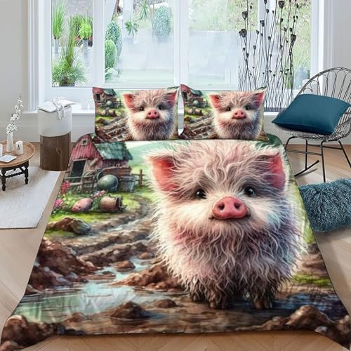 Housse de couette petit cochon 200x200 cm en microfibre - 3