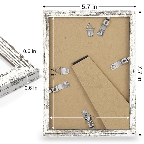 decorUhome 5x7 Picture Frame, Display Pictures 4x6 with Mat or 5x7 without Mat, Wall & Tabletop Display Photo Frame, Distressed White, 1 Pack