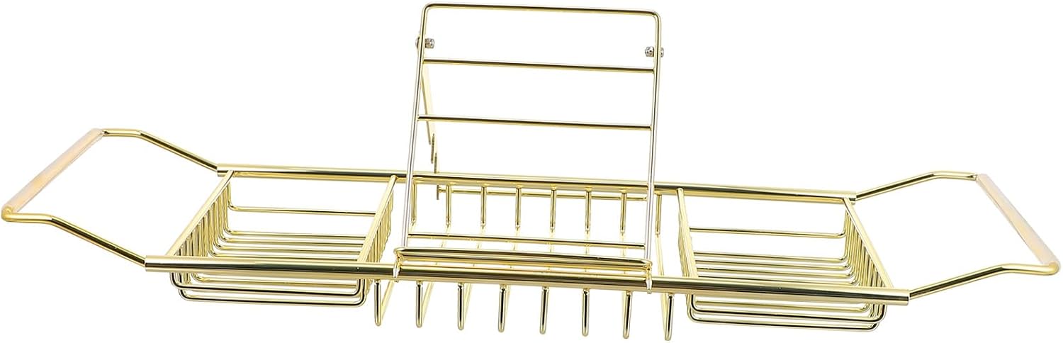 Cabilock Telescopic Bathtub Shelf Stainless Steel Adjustable Bath Rack for Tablets Phones Anti-Skid Design for Relaxation Bathroom