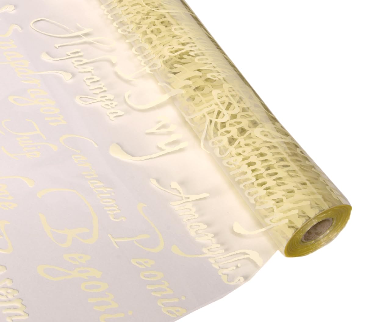 Floralcraft® 80cm x 100m Cream Script Cellophane Roll, Florist Wrapping Film for Flower Bouquets, Hampers, Gift Baskets & Gifts