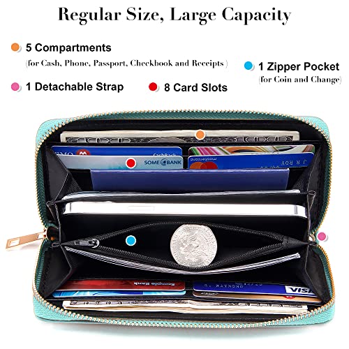 Image of VOCUS Womens Wristlet Wallet Zip Around Clutch Wallet Large RFID Blocking PU Leather Bifold with Phone Holder for Travel
