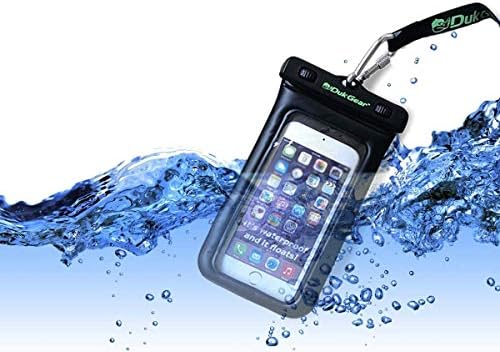 DUK GEAR Universal 100% Waterproof Floating Underwater Cell Phone Case, Pouch, Dry Bag for iPhone, Android, Google, Touch-Screen Friendly, for Pool Beach Kayaking Travel (Black)