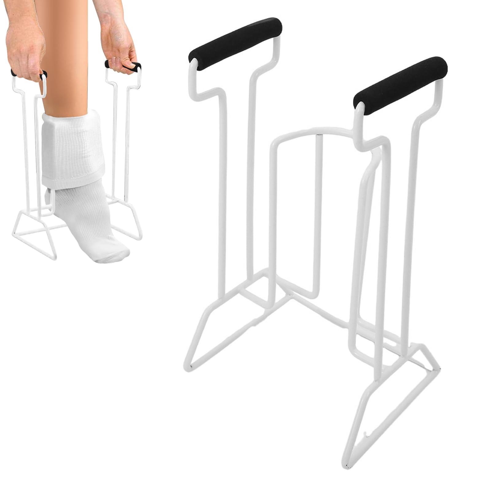 Aiuto per calze, calzettoni, aiuto per la calzetteria, aiuto per calze a compressione, calzetteria, calzetteria, supporto per calze in metallo per anziani, donne incinte, persone immobiliari