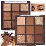 1pcs Brown Eyeshadow Palette, Matte and Shimmer Neutral 9-Color Eye Shadow...