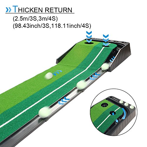 Asgens Golf Putting Green Mat with Auto Ball Return System 2 Holes / 2