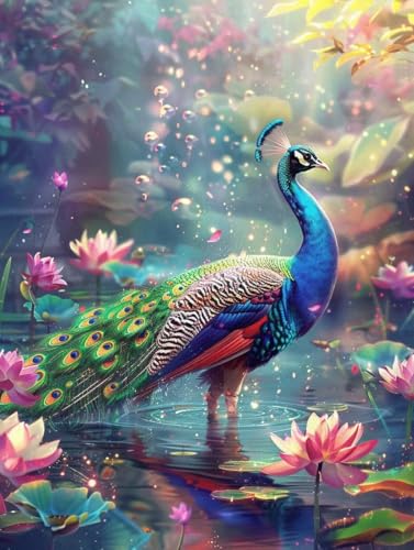 Cuadros con números pavo real de 100x130cm para decorar el salón con arte hecho por ti