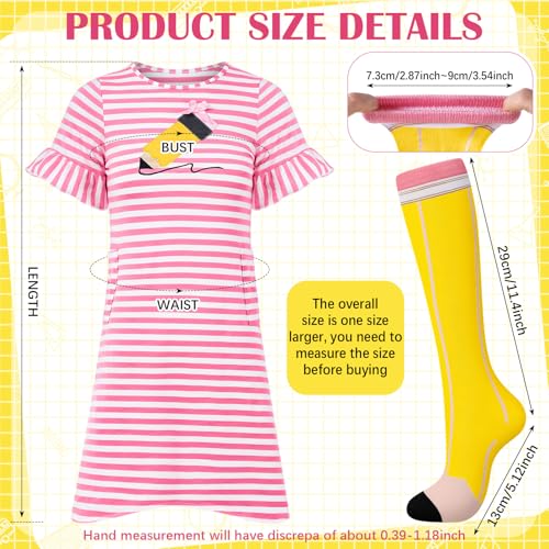 Girls Back to School Dresses Casual Set Pencil Dress with Socks Cotton Outfit for Kindergarten Back to School Gift2