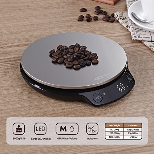 Tada Digital Food Kitchen Scale 11Lb/5Kg With 0.01Oz/0.1G Precision For Cooking, Baking, Nutrition And Diet Weight Ounces And Grams, Stainless Steel #TOP2