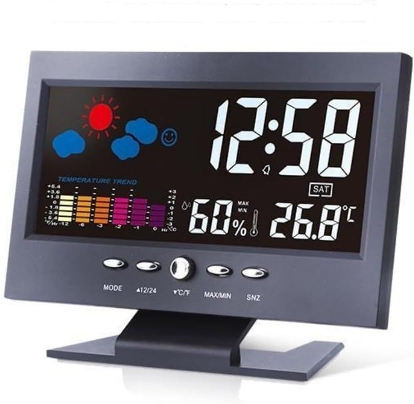 Weather Voice Control Alarm Clock Home Color Screen Weather Forecast Temperature Humidity