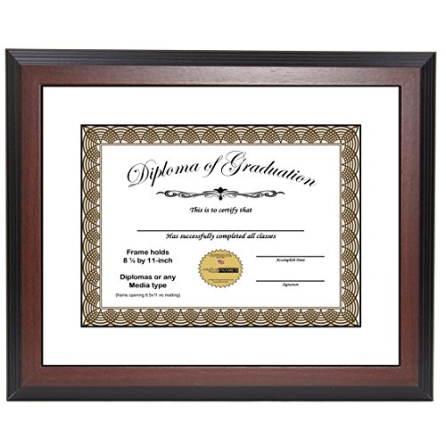 Creative Picture Frames 11X14-Inch Mahogany Diploma Frame With White Mat To Hold 8.5” X 11” Graduation Certificate Documents With Installed Wall Hanger #TOP19