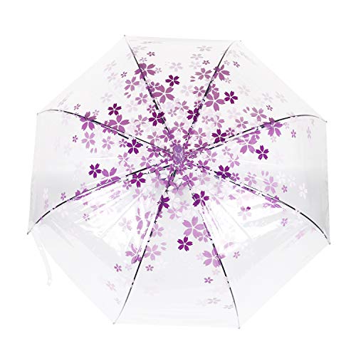 ThreeH Clear Cherry Umbrella Auto Open Transparent Windproof for Kids or Outdoor Weddings 32 Inches Diameter,KS11 Purple by ThreeH - Image 4