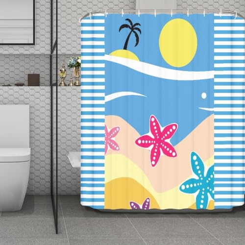 Rideau douche imperméable évite moisissure étoile de mer 200x240 cm