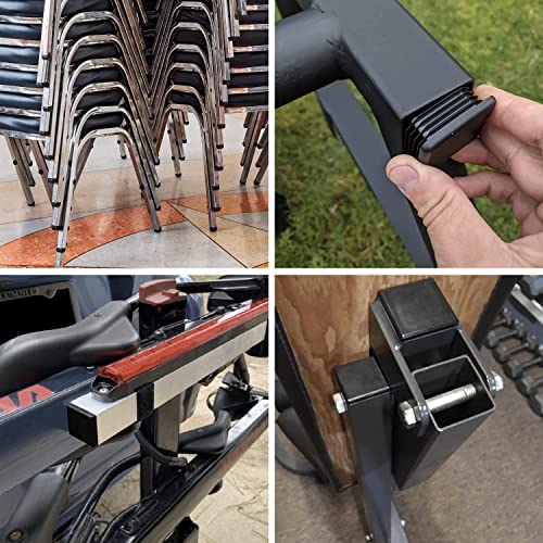 Image of 1 /2 inch (12.7mm) Outer Perimeter Ribbed Plastic Hole Plugs, Square Black Metal Tubing End Caps, Strong Furniture Leg Inserts, Impact & Weather Resistant, Made in the USA - 50 Pack