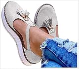 ★ MATERIALES DE ALTA CALIDAD: Sandalia de plataforma cómoda para mujer Esta sandalia tiene una hebilla, recorte y decoración de borla en la parte superior y una plantilla de cuero PU para mayor comodidad y una suela exterior de goma antideslizante.