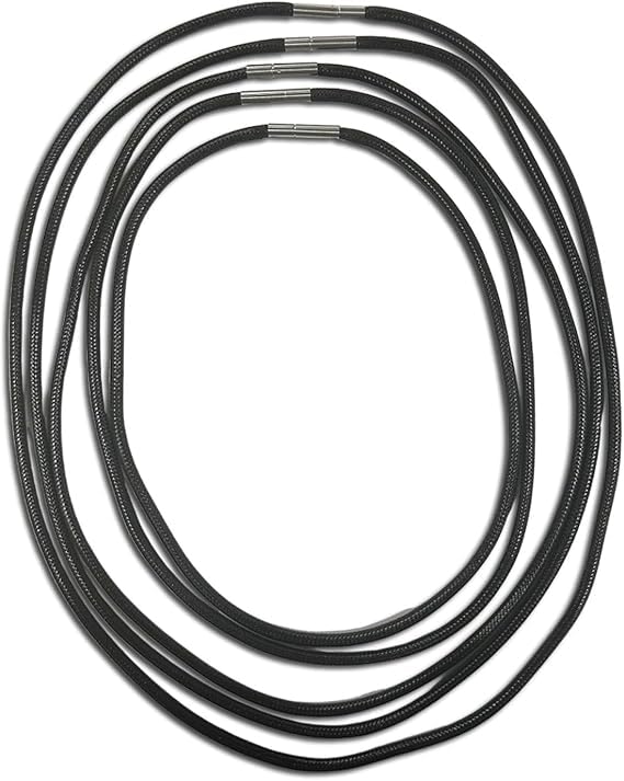 Erioscar 5 Pcs Collar Cordon Cuero para Colgantes, 3 mm de Cadena Cuerda Trenzada Hombre Mujer, 40/45/50/55/60cm de Collar Fino Negro