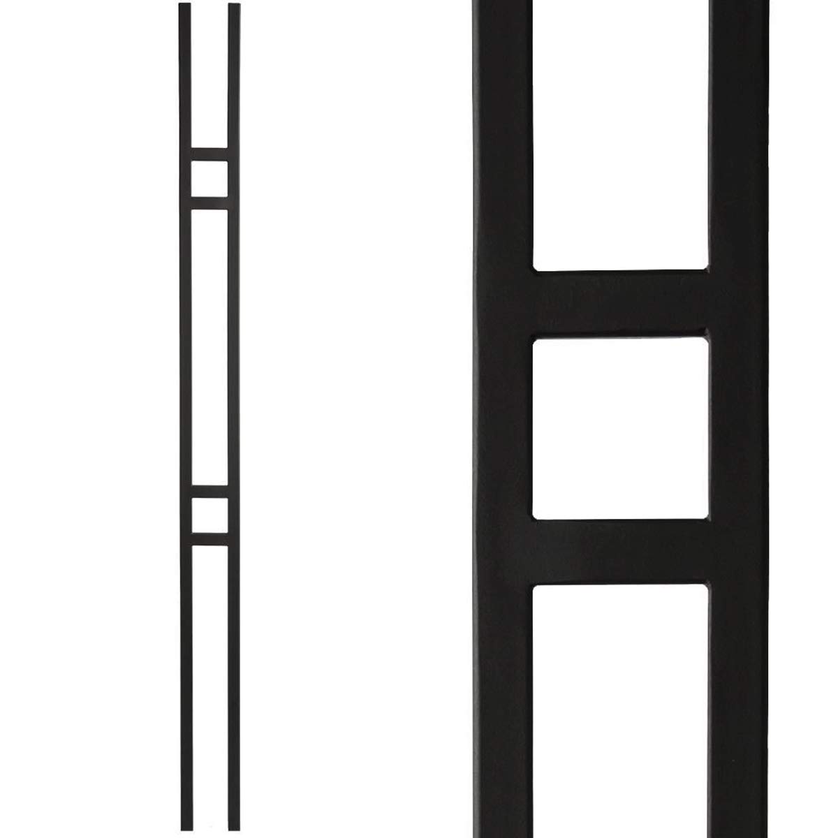 Affordable Stair Parts - Double Panel Iron Balusters for Staircase (Contractor Pack of 5) Modern Double Bar Railing Spindles 1/2" x 44" Tall (Real