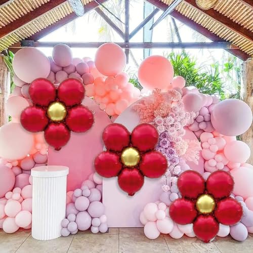 AZGRUEILK Daisy Balloons Birthday Party Decorations Red Flower Daisy Balloon Kit Shower Themed Party Boho Retro Hippie Wedding Party Supplies Decorations Favors Decor Balloons Party Sets-3 PCS by AZGRUEILK - Used condition - Image 3